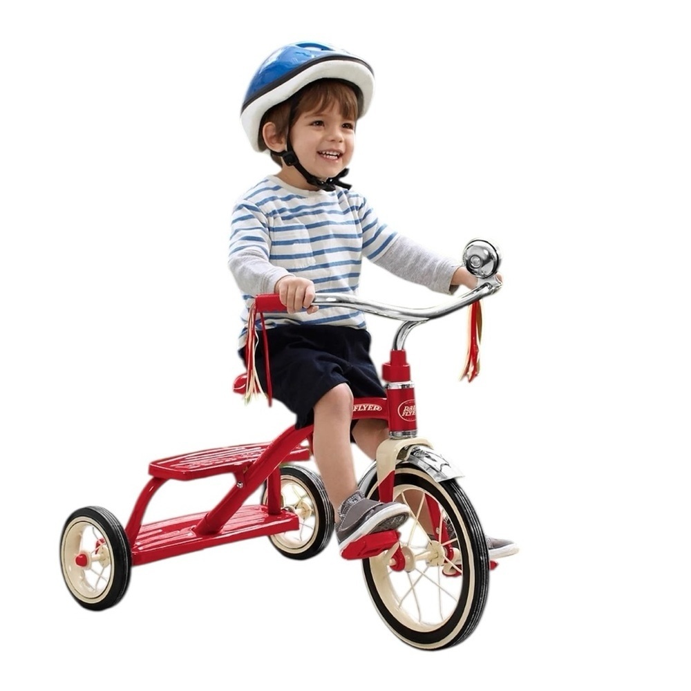New In Box! Radio Flyer Retro Classic Red Dual Deck Tricycle Kids Ride On Toy - Picture 3 of 5